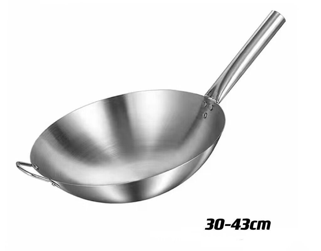 RU Stainless Steel Cooking pot Cookware, Stainless Steel Wok with wooden handle