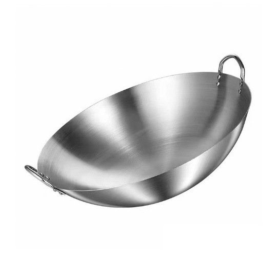 RU Stainless Steel Cooking pot Cookware, Stainless Steel Wok with wooden handle