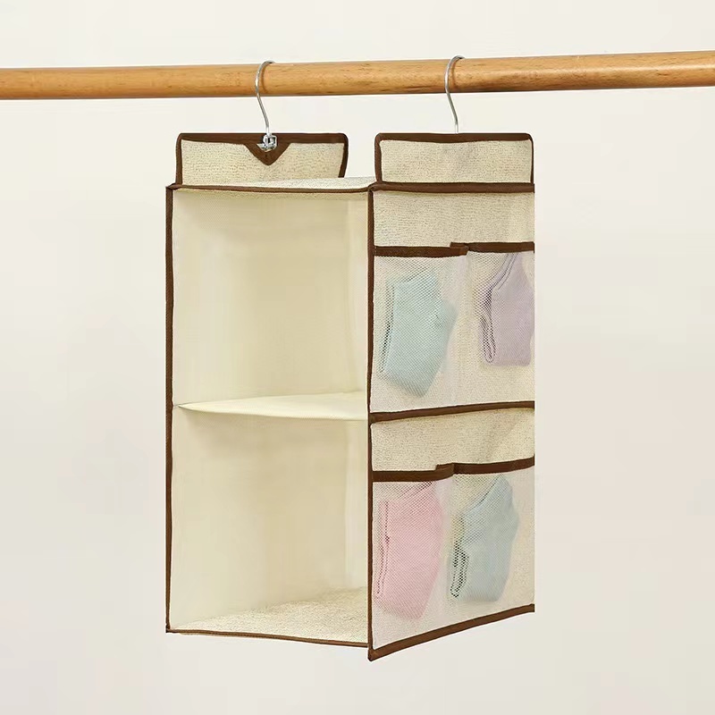 Wardrobe Collapsible Storage Organizer with 3 pockets 6-Layers Closet Foldable Storage Hanging Organization with 3 drawers