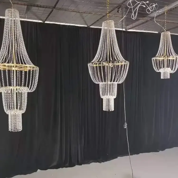 Luxury bead curtains crystal modern indoor pendant lights Long Crystal Chain Beaded Chandelier Decoration  Wedding Event Lights