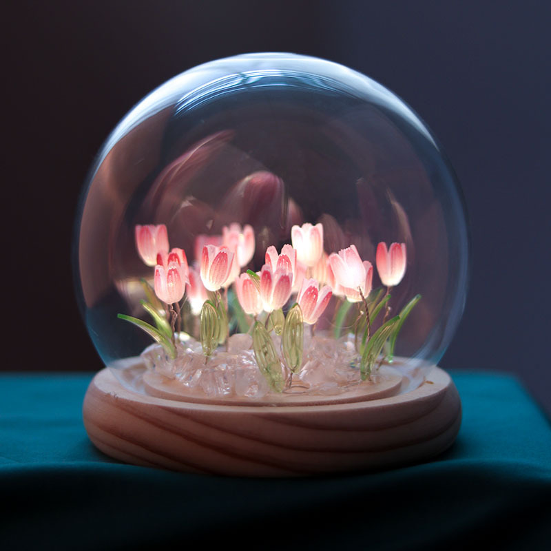 RU Tulip Night Light Cute Bedroom Room Decor Floral Lamp Valentines Day Gift Lampara Tulipanes Girlfriend DIY Material Handmade