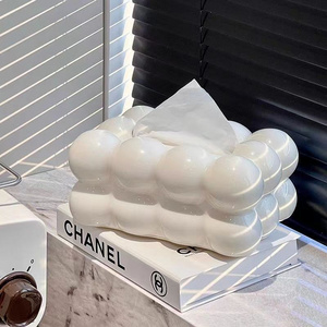 RU MU Tissue Box Cover Ceramic Toilet Paper Holder White Facial Paper  Tissue Box