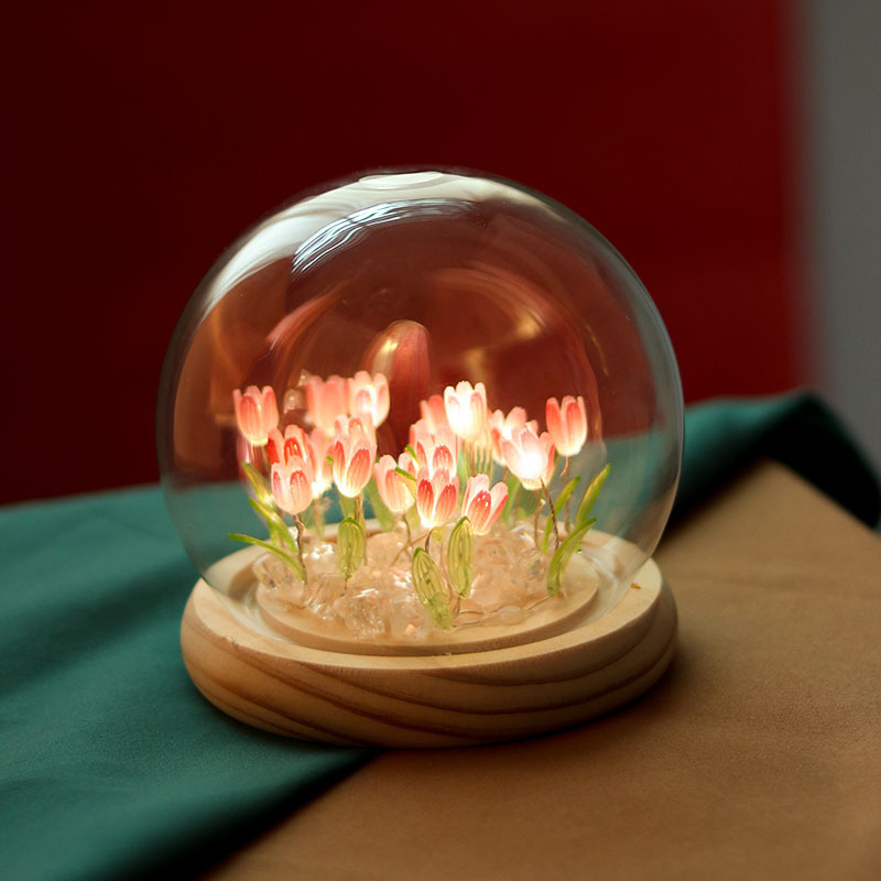 RU Tulip Night Light Cute Bedroom Room Decor Floral Lamp Valentines Day Gift Lampara Tulipanes Girlfriend DIY Material Handmade