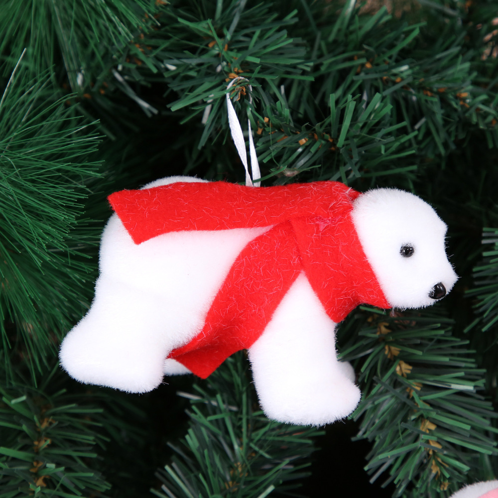 Hot Selling Cute White Polar Bear Decoration for Christmas Trees White Bear Christmas Ornament Supplies