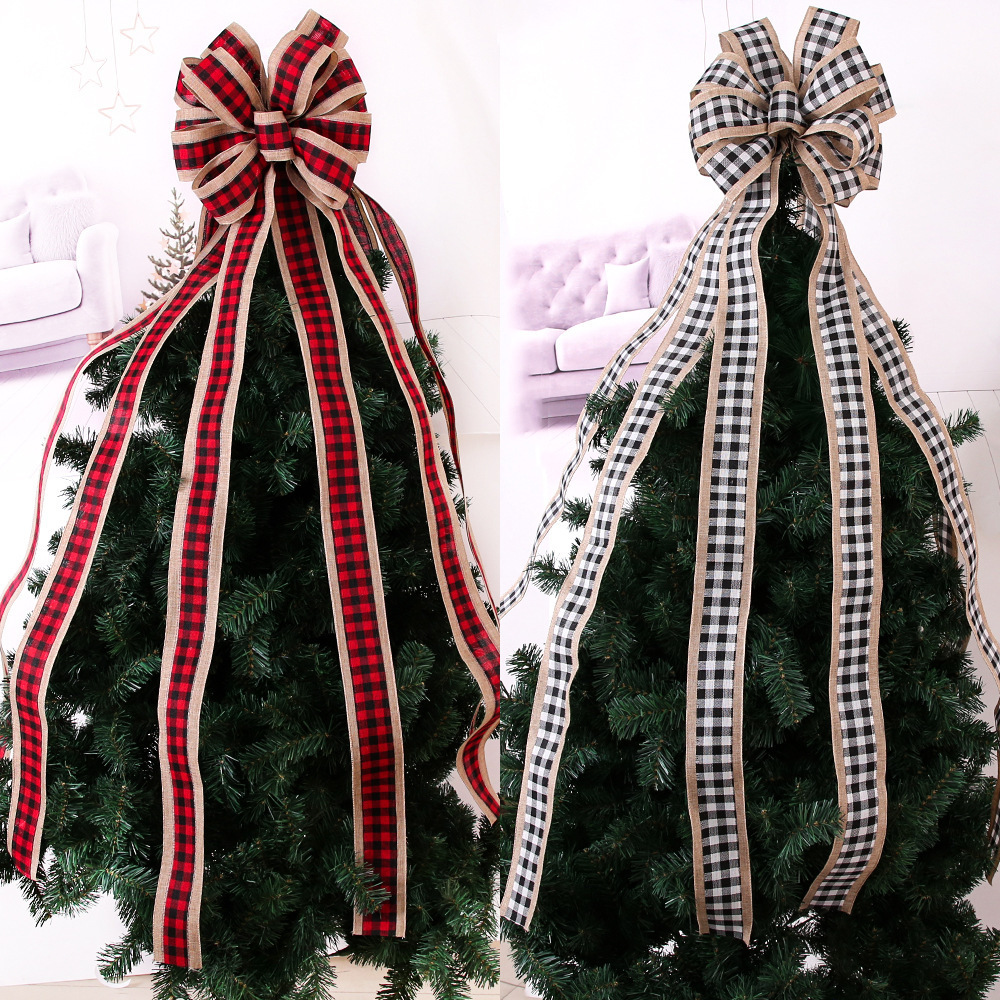 120 cm White Black Red Large Christmas Tie Decoration Ribbon for Christmas Tree Decorations Strips Ribbon