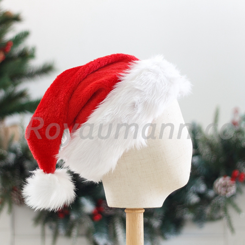 Hot Sale Christmas Day Thick and Big Santa Hat Long Plush Red Christmas Hat