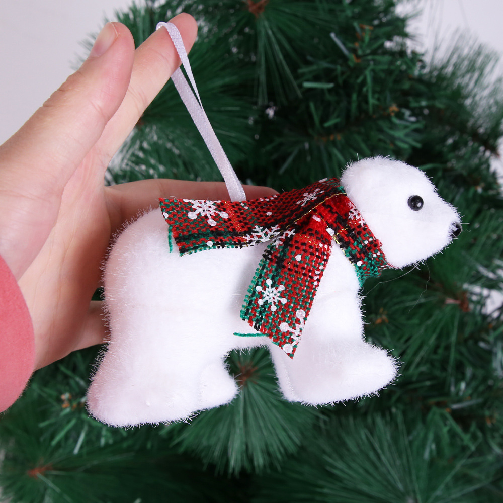 Hot Selling Cute White Polar Bear Decoration for Christmas Trees White Bear Christmas Ornament Supplies