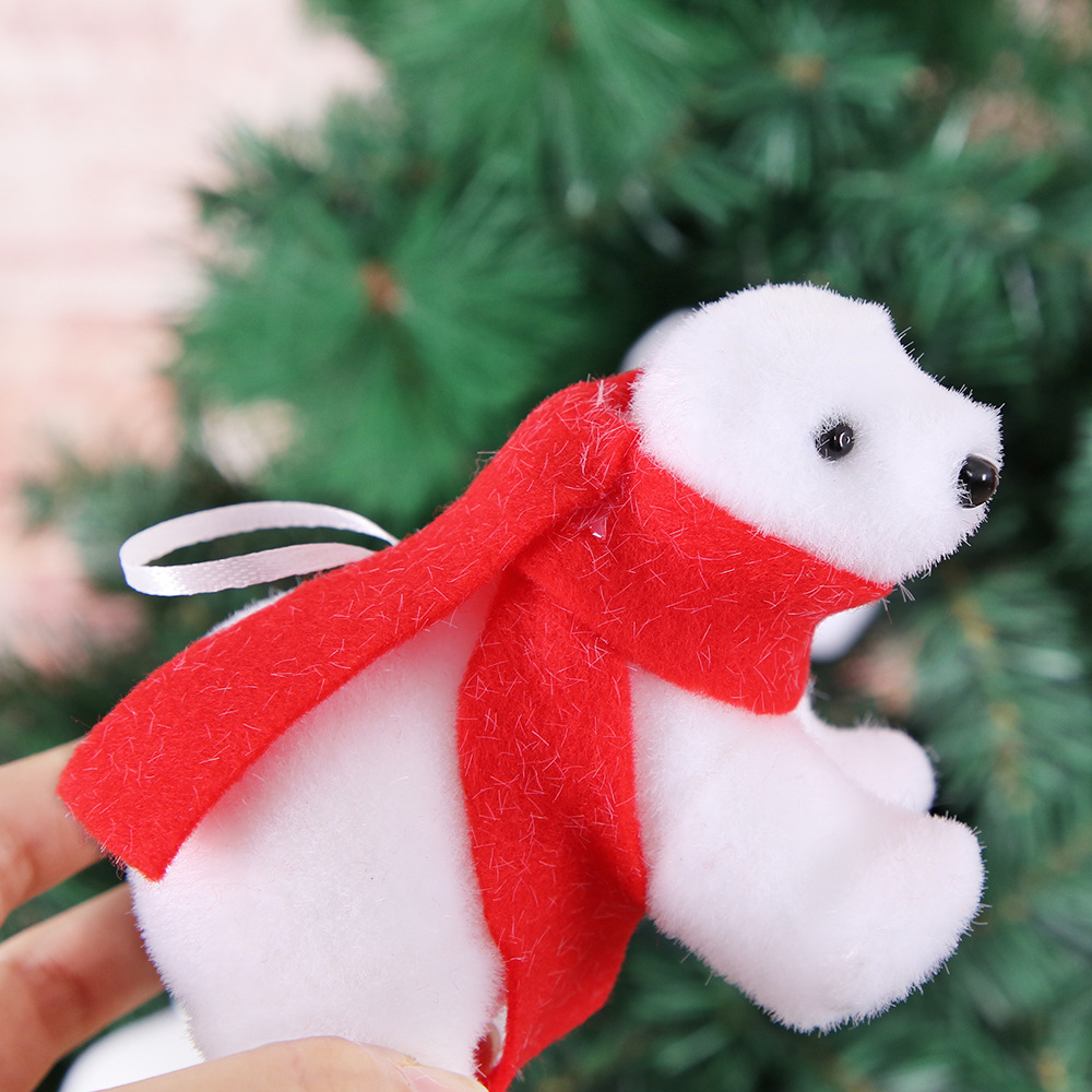 Hot Selling Cute White Polar Bear Decoration for Christmas Trees White Bear Christmas Ornament Supplies