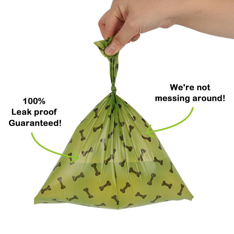 Eco-friendly 15 Roll Degradable Doggie Waste Bags 23*33CM Wholesale Dog Poop Bags  Bone Shape Printed Bags OEM Custom