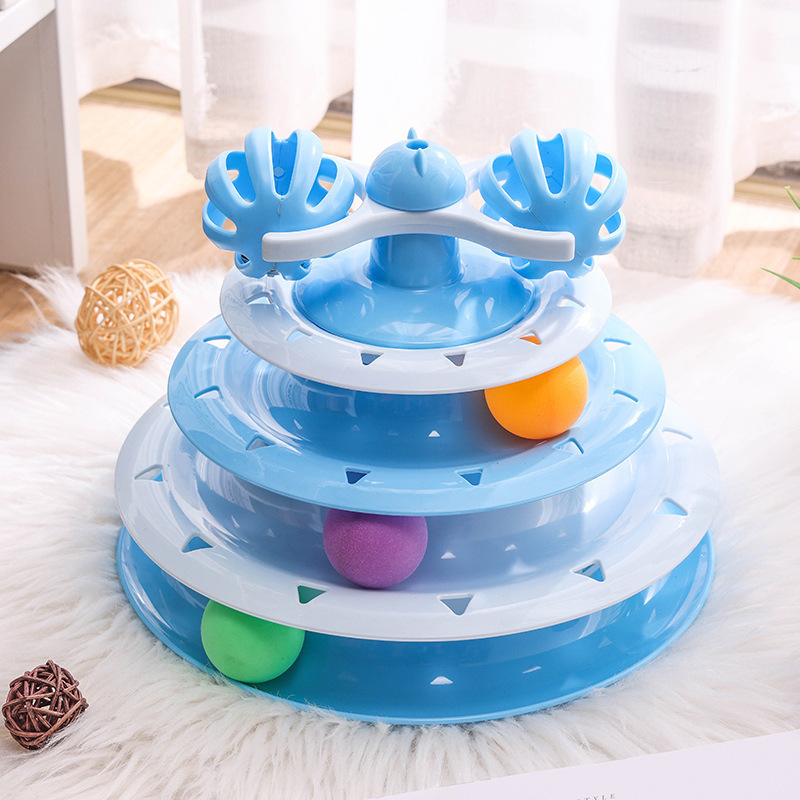 Custom logo China Supplier cat turntable toys four layer cat turntable toys blue green orange cat turntable toys