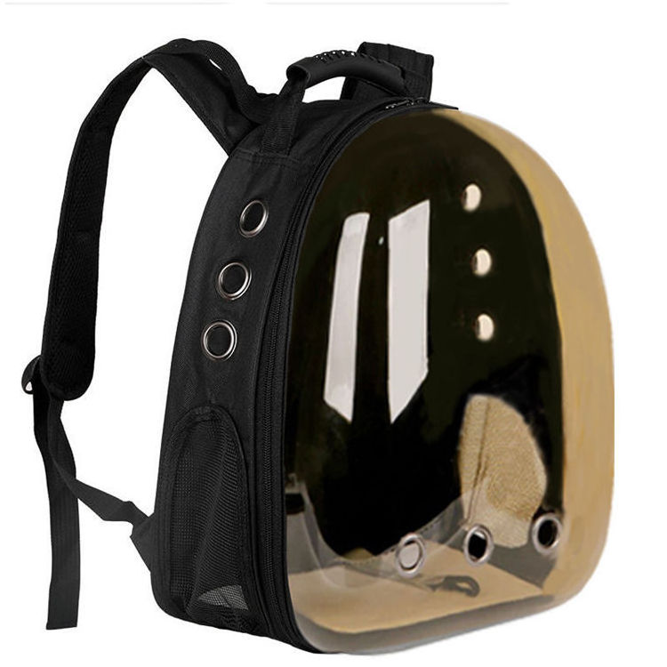 Pet Products Black Transparent Capsule Backpack Outdoor Traveling Cat Dog Carrier Backpack