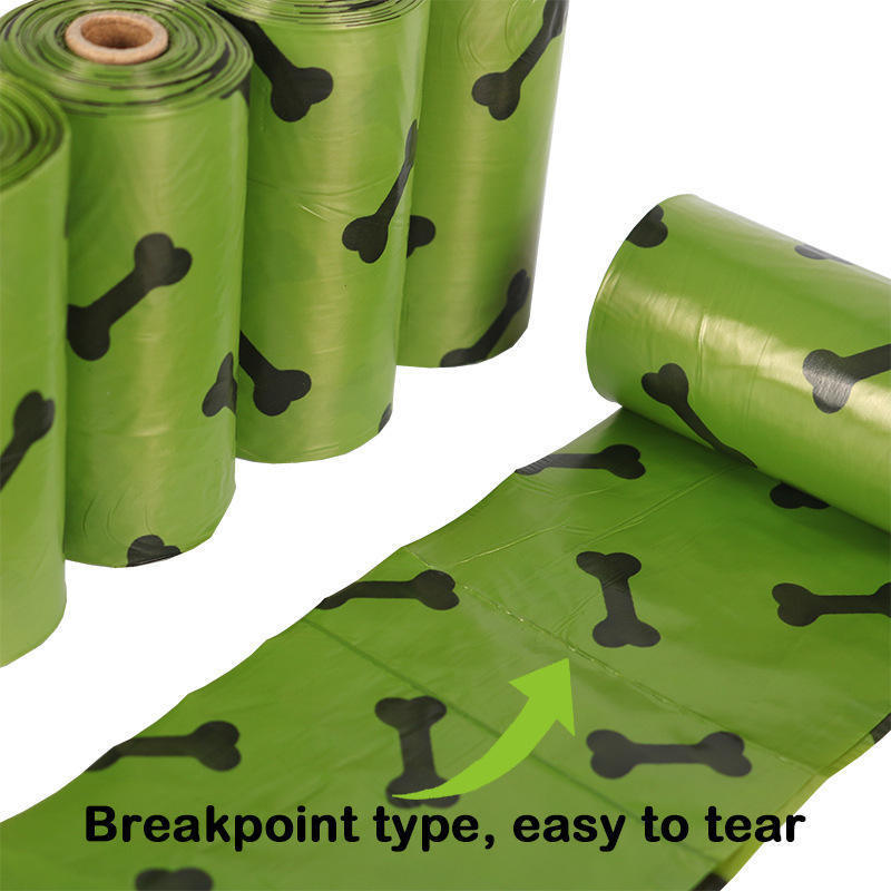 Eco-friendly 15 Roll Degradable Doggie Waste Bags 23*33CM Wholesale Dog Poop Bags  Bone Shape Printed Bags OEM Custom