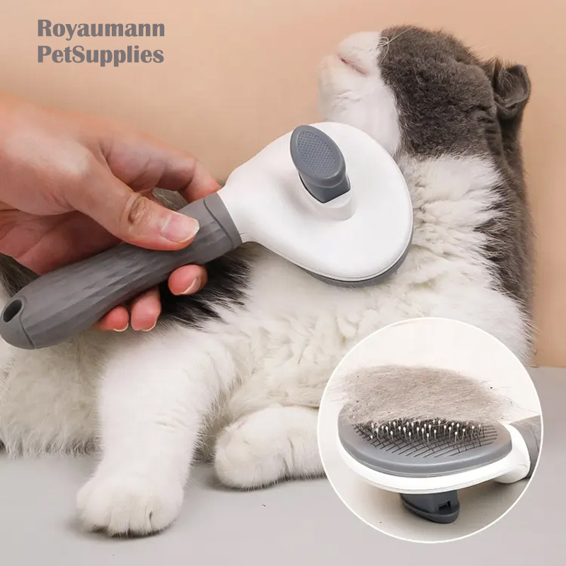 Dog and cat hair one key remove hair comb self cleaning pet massage shedding remover grooming pet hair brush