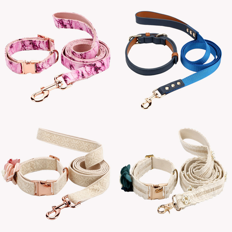 Custom Printed Charms Designer, Luxury Pu Leather Pet Dog Collars and Leash//