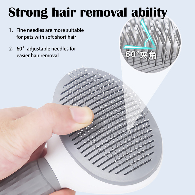 Dog and cat hair one key remove hair comb self cleaning pet massage shedding remover grooming pet hair brush