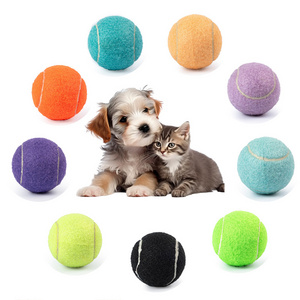 Custom Logo Macaron Color Pet Dog Tennis Balls Black Interactive Dog Toy Squeaky Ball Eco-Friendly Throwing Rubber Dog Chew Toys