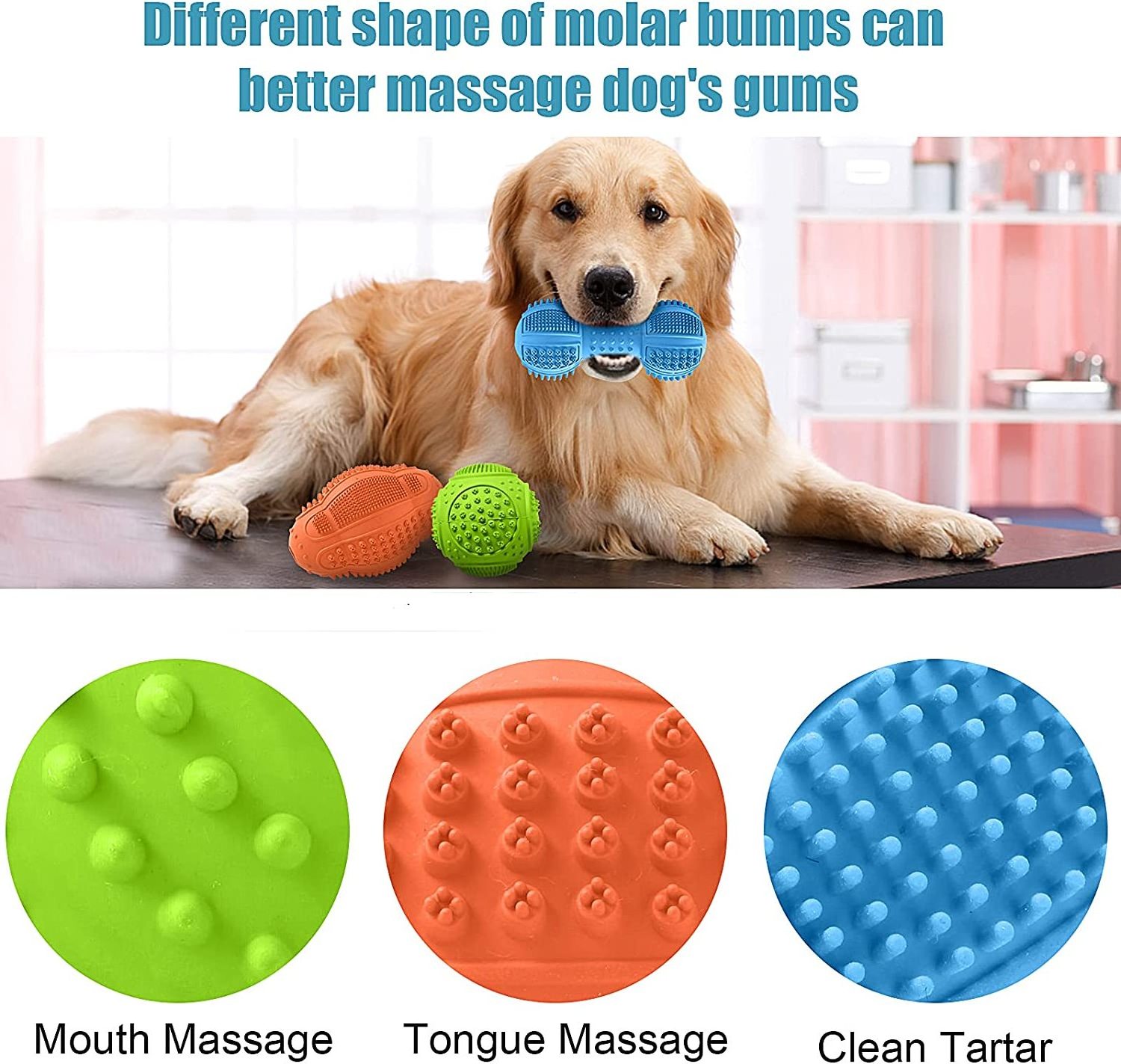 Pet Dog Molar Toys TPR Pull Ring Bump Puppy Chew Toy Bite Resistant Tooth Cleaning Interactive Training Dog Toys Pet Supplies