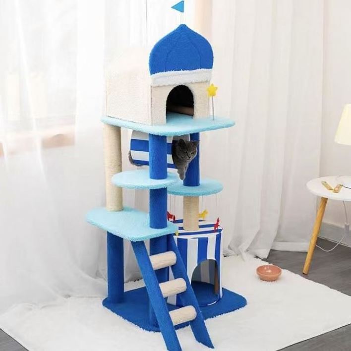 High Quality Floor to Ceiling Cat Tower Tree Large Sisal Big Climbing House Pet Scratcher Post Wood Cat Toy