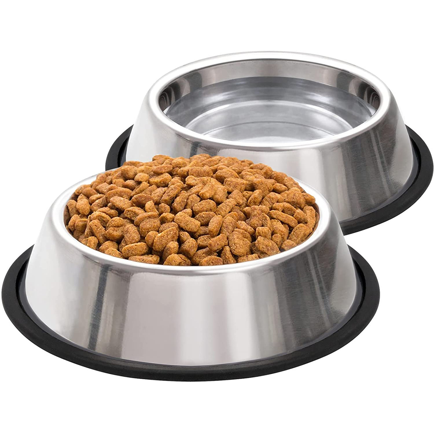 Dog Stainless Steel Bowls with Non-Slip Rubber Base Food Water Dish Feeder for Dogs Cats Puppy Cat Kitten Rust-proof Pet Bowl