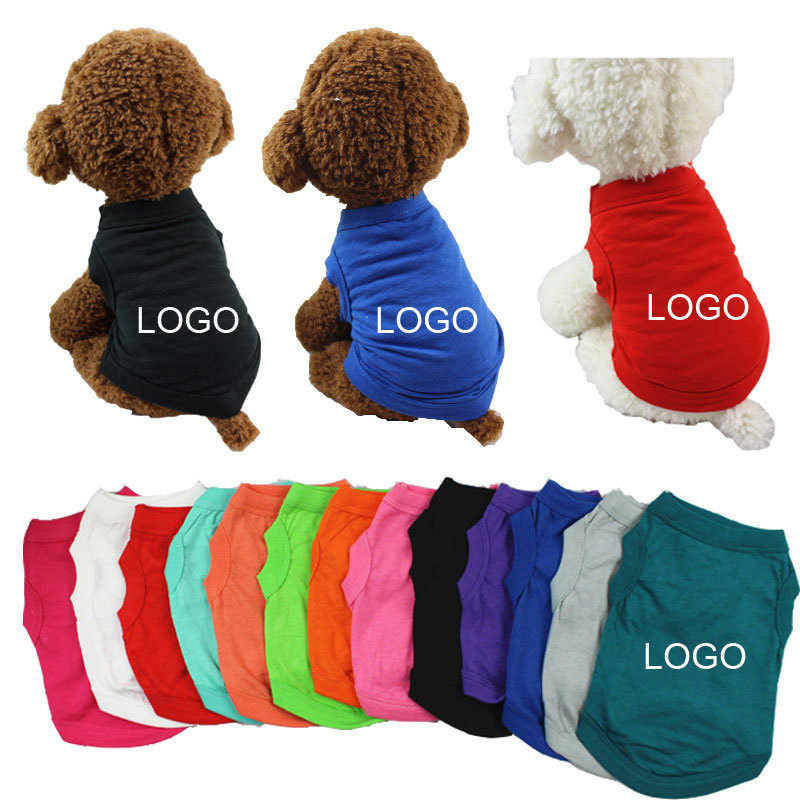 Wholesale Summer Cheap Cotton Plain Color Pet Clothes Blank Dog T Shirt for Large Medium Small Dog Clothes