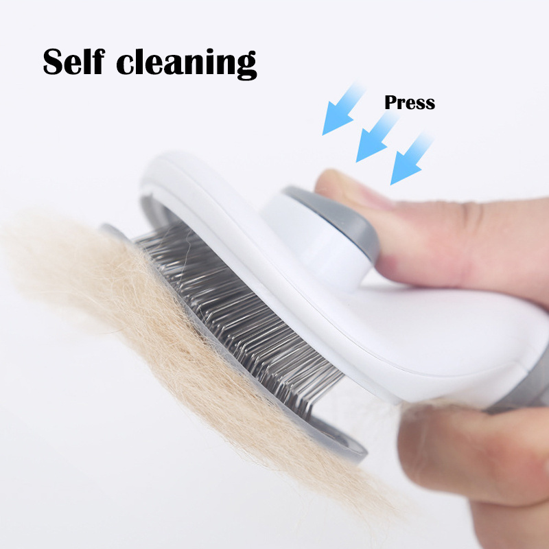 Dog and cat hair one key remove hair comb self cleaning pet massage shedding remover grooming pet hair brush