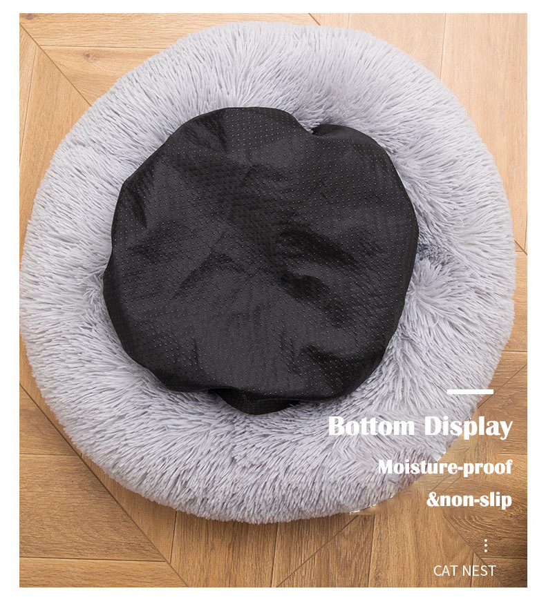 Wholesale Hundebett Luxus Round Large Dog Cat Bed Long Plush Pet Cushion Removable Donut Dog Bed Washable