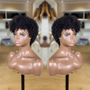 Wholesale Afro Kinky Brazilian Human Hair Wig With Bangs Short Machine Made Cuticle Aligned Hair Cheap Wigs For Black Women