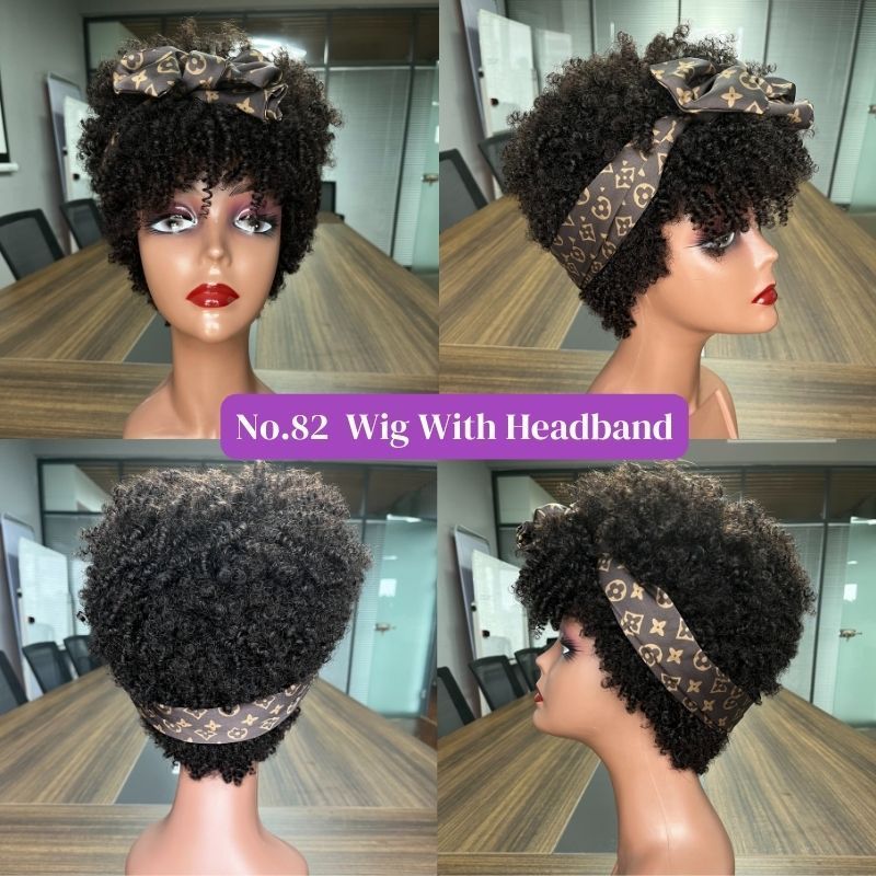 Wholesale Afro Kinky Brazilian Human Hair Wig With Bangs Short Machine Made Cuticle Aligned Hair Cheap Wigs For Black Women