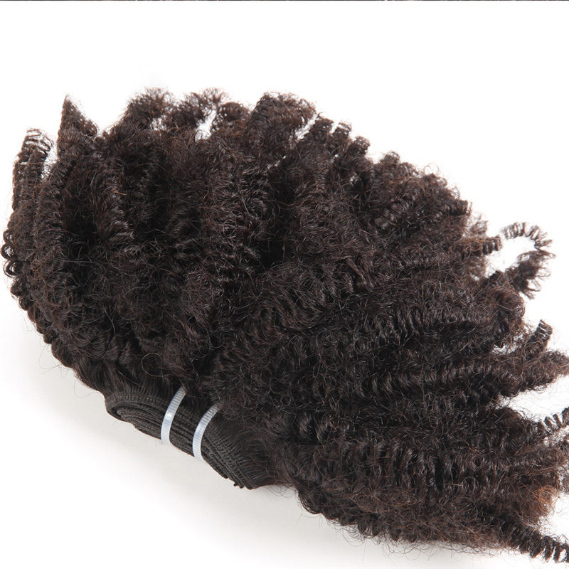 High quality  pretty virgin hair weft 8 inch Afro curl  wave brazilian machine weft , double drawn human hair weft