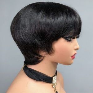 New Arrival Ready To Ship Machine Made 8 Inch Mushroom Bob Wig ,Cheap Brazilian Straight Pixie Cut Human Hair Short Bob Wigs