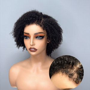 8 Inch 4C Edges Hairline Curly Afro Bob Wig,Pre Plucked Bleached Knots Side Part Lace Wig,Short 4x4 Glueless Human Hair Wigs