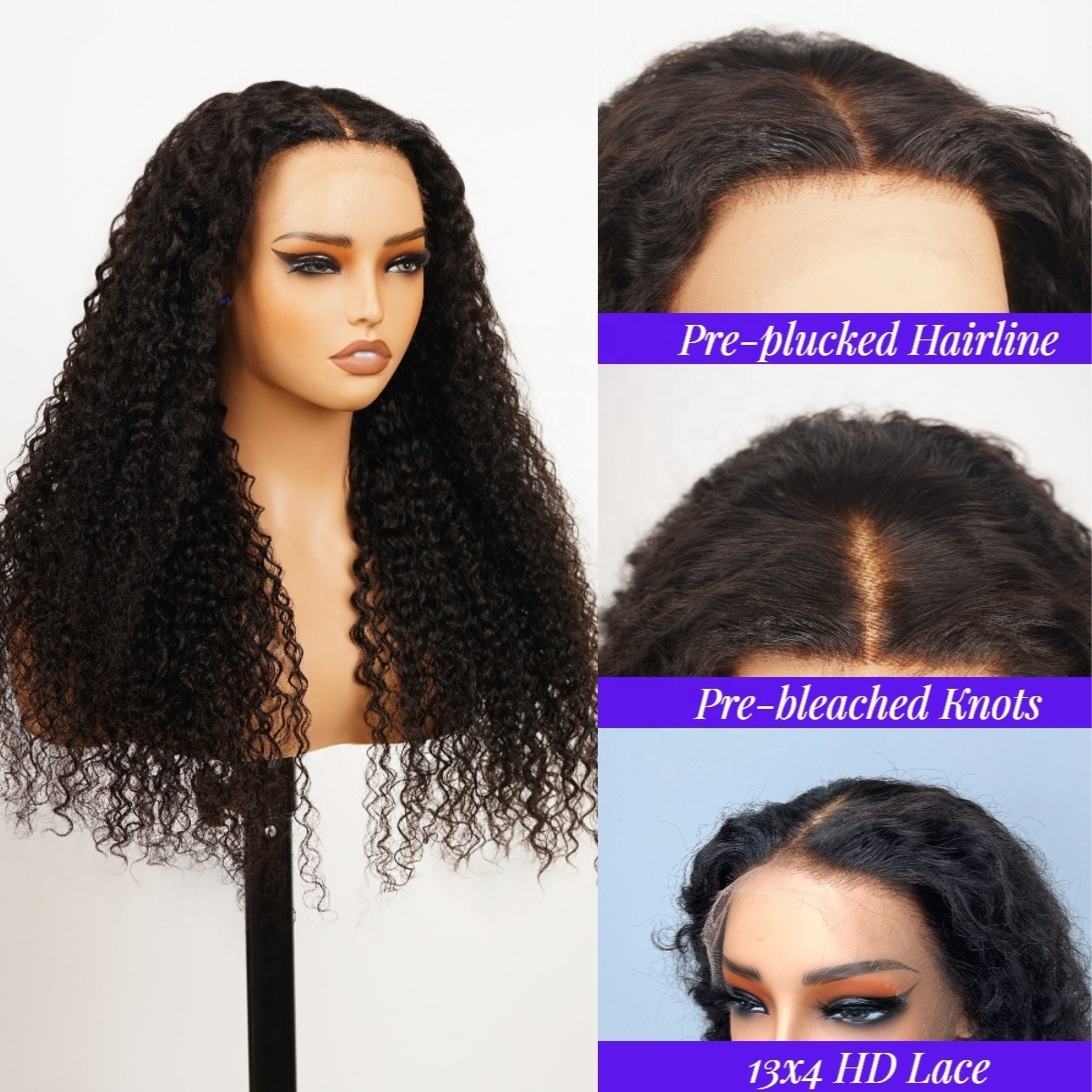 Best Reviewed Vietnamese Raw Hair Curly Water Wave 150% 200% 250%,Pre Plucked Bleached Knot Hair Wigs Human Hair HD Lace Wig