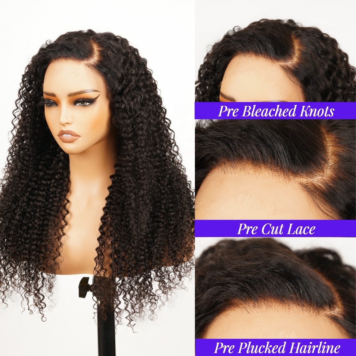 Jerry Curly Wigs Human Hair Lace Front,Raw Vietnamese Hair Pre Bleached Pre Plucked Hairline Curly 13X4 Frontal Wig Human Hair