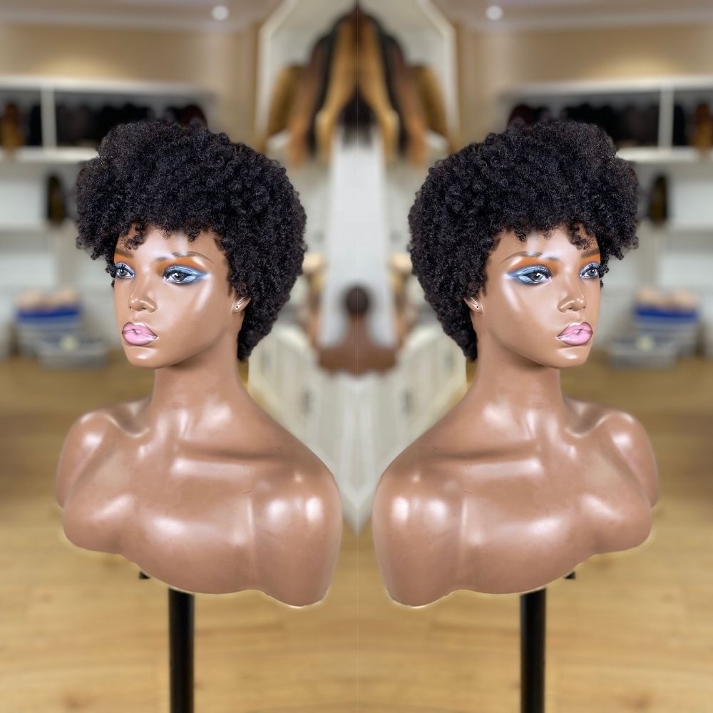 Wholesale Machine Made Cheap Human Hair Brazilian Curly Wigs Short Bob Natural Afro Kinky Curl 8 Inch Wig For Black Women