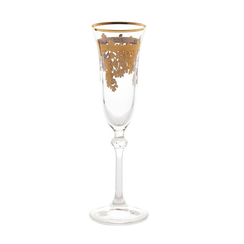 Embellished 24K Gold Crystal Flute Goblets