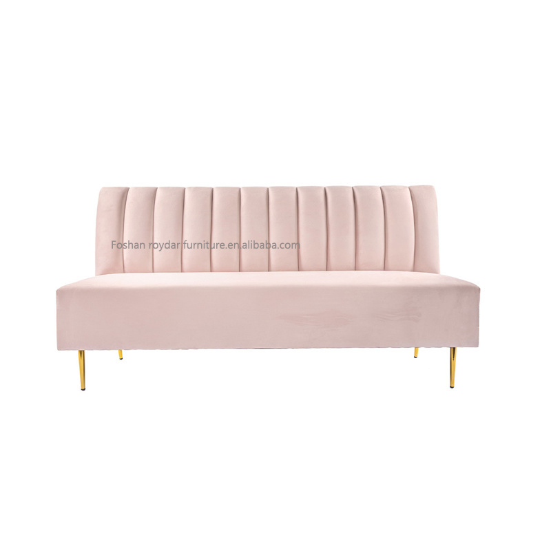 Hot selling modern long bench 2-3 seater wedding sofa pink sofa for party rent