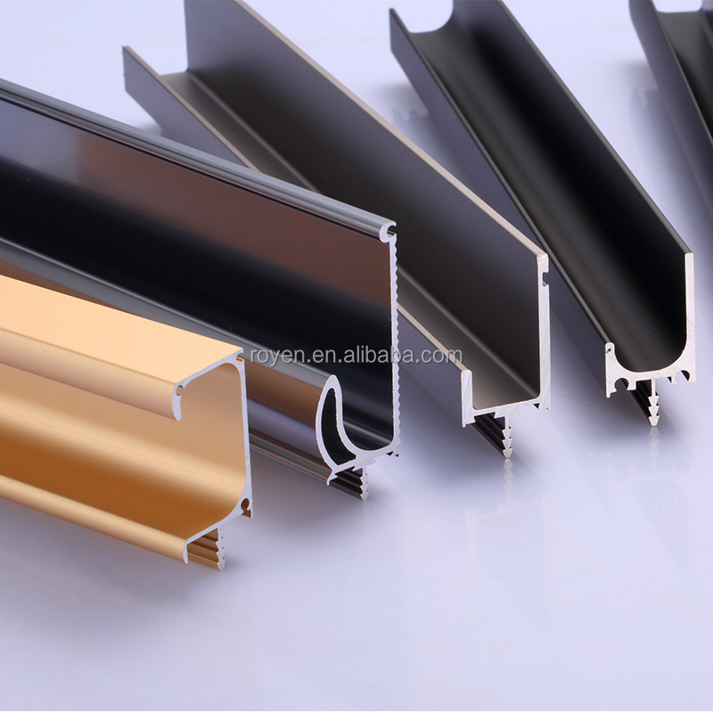 Large stock high quality kitchen cabinets anodizing edge pull G type handles aluminum profile pull for drawers