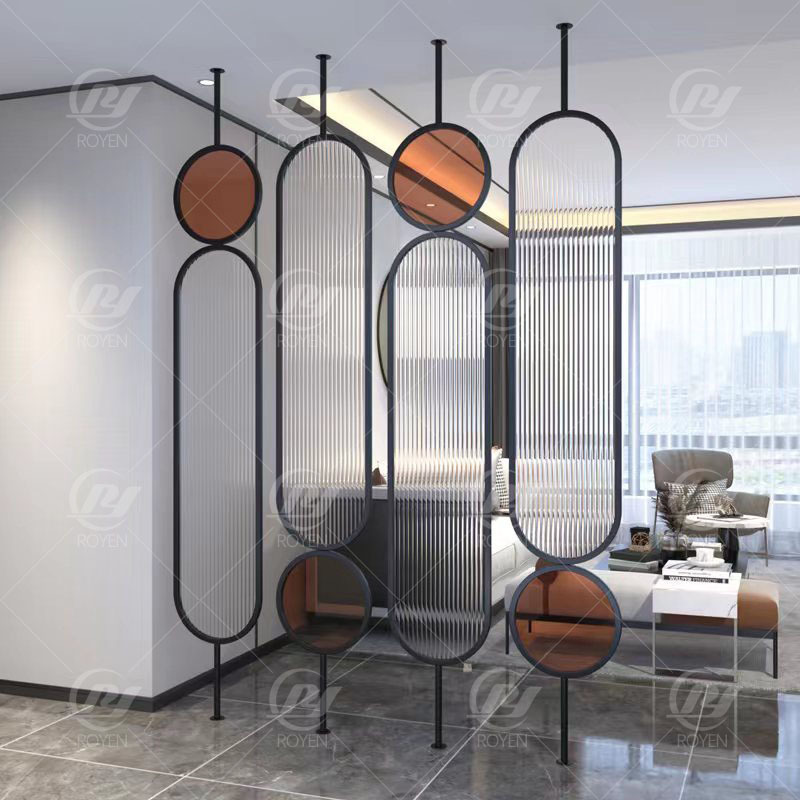 High end quality room decoration partition wall screens stainless steel metal dividers with glass mirrors