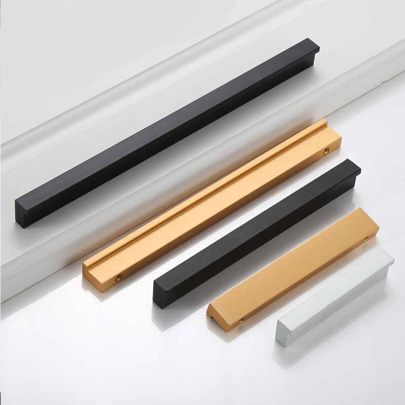 China Foshan Guangzhou Aluminium Black Gold Cabinet Pulls Easily Install Cabinet Hardware For White Cabinet