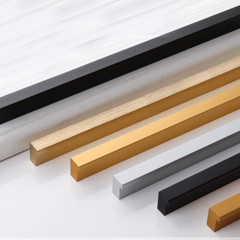 China Foshan Guangzhou Aluminium Black Gold Cabinet Pulls Easily Install Cabinet Hardware For White Cabinet