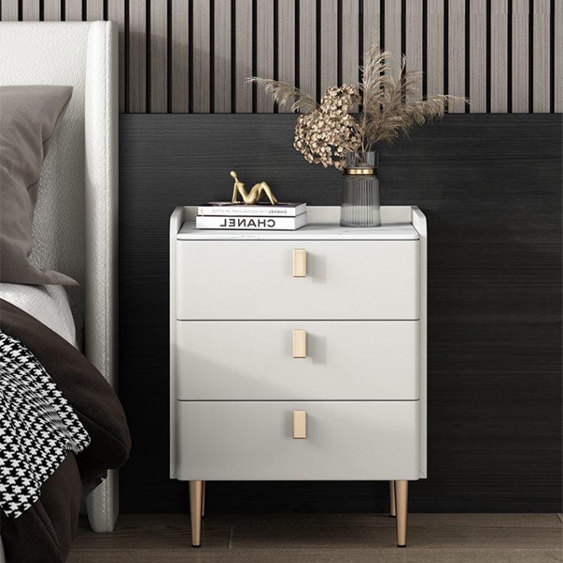 Modern Light Luxury Solid Wood Bedside Table With Multi-layer Drawers