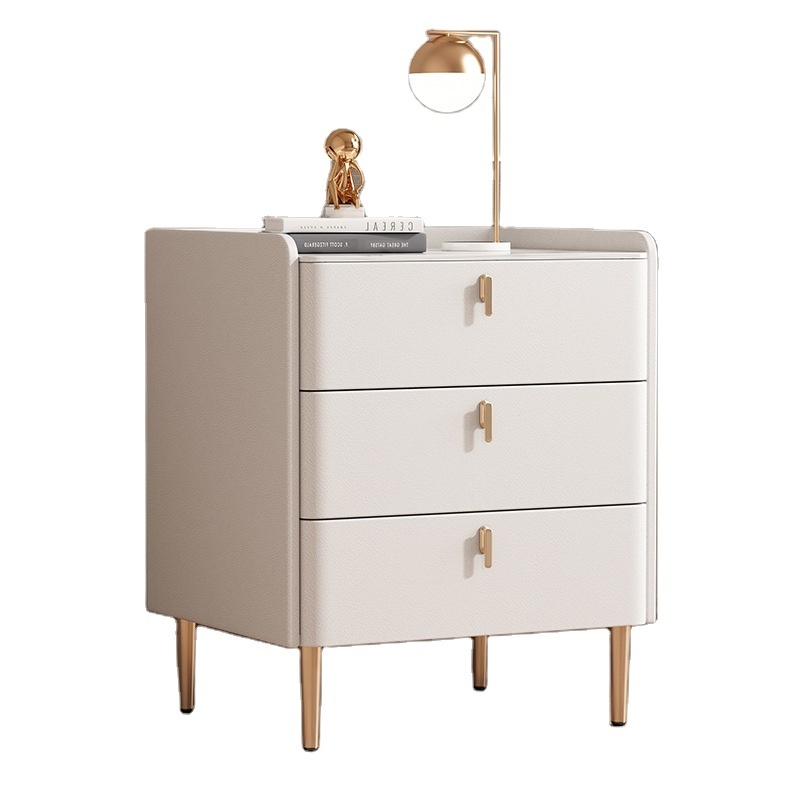 Modern Light Luxury Solid Wood Bedside Table With Multi-layer Drawers