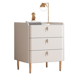 Modern Light Luxury Solid Wood Bedside Table With Multi-layer Drawers