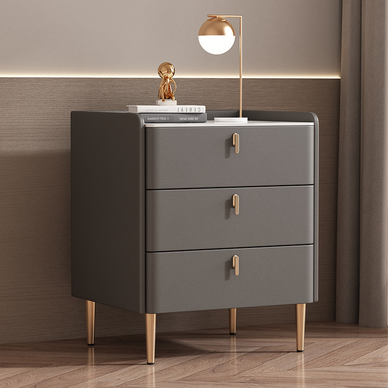 Modern Light Luxury Solid Wood Bedside Table With Multi-layer Drawers