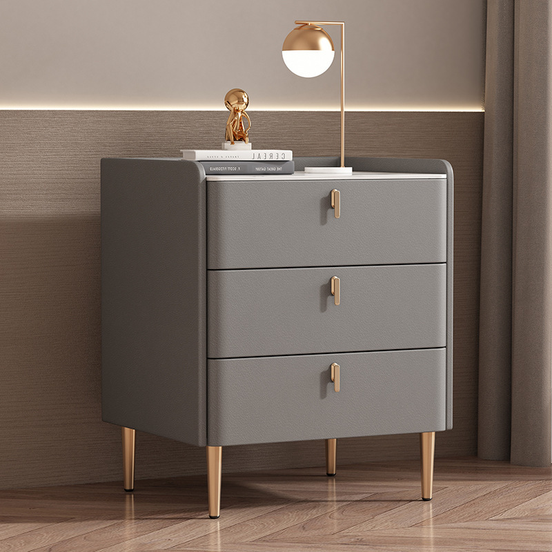 Modern Light Luxury Solid Wood Bedside Table With Multi-layer Drawers