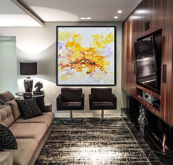 Original Design Modern Abstract Wall Art Handmade Yellow Purple Wall Art Painting For Living Room Bedroom Posters Home Decor