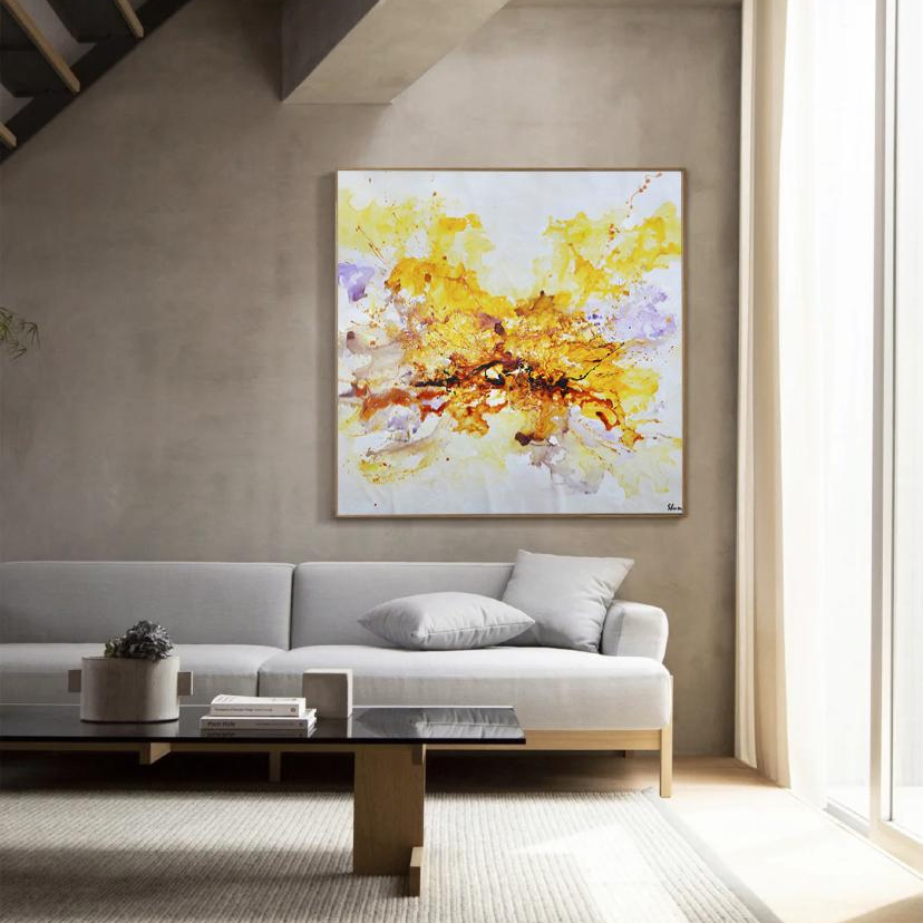 Original Design Modern Abstract Wall Art Handmade Yellow Purple Wall Art Painting For Living Room Bedroom Posters Home Decor