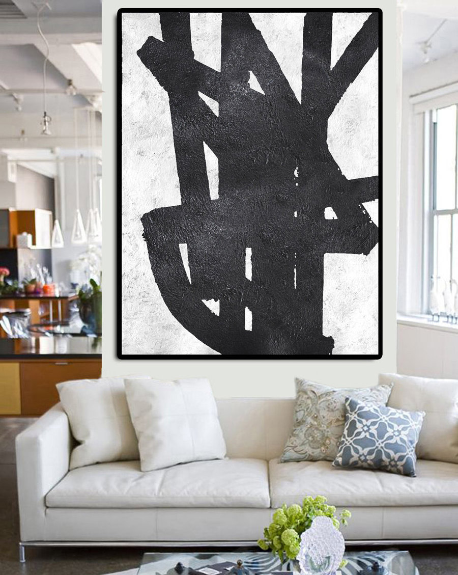 Customized Nordic Black White Geometry Space Wall Art Canvas Abstract Line Hanging Painting for Living Room Modern Home Decor