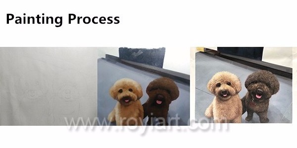 High quality handmade custom pet dog puppy portrait oil painting art on canvas from photo