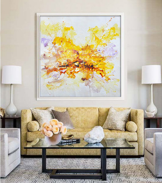 Original Design Modern Abstract Wall Art Handmade Yellow Purple Wall Art Painting For Living Room Bedroom Posters Home Decor